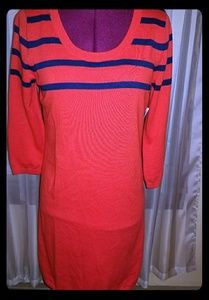 Old Navy dark orange navy stripes shift dress
